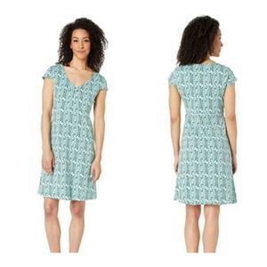 Toad&Co Rosemarie Leaf Print Dress in Mint Green, XS (D5)